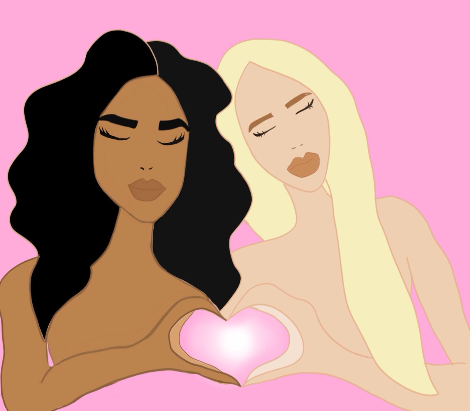 Yes Gurl illustration of two girls making friends