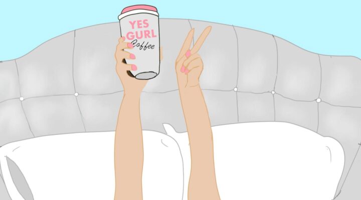 Yes Gurl illustration of a girl in bed, about to start her morning routine