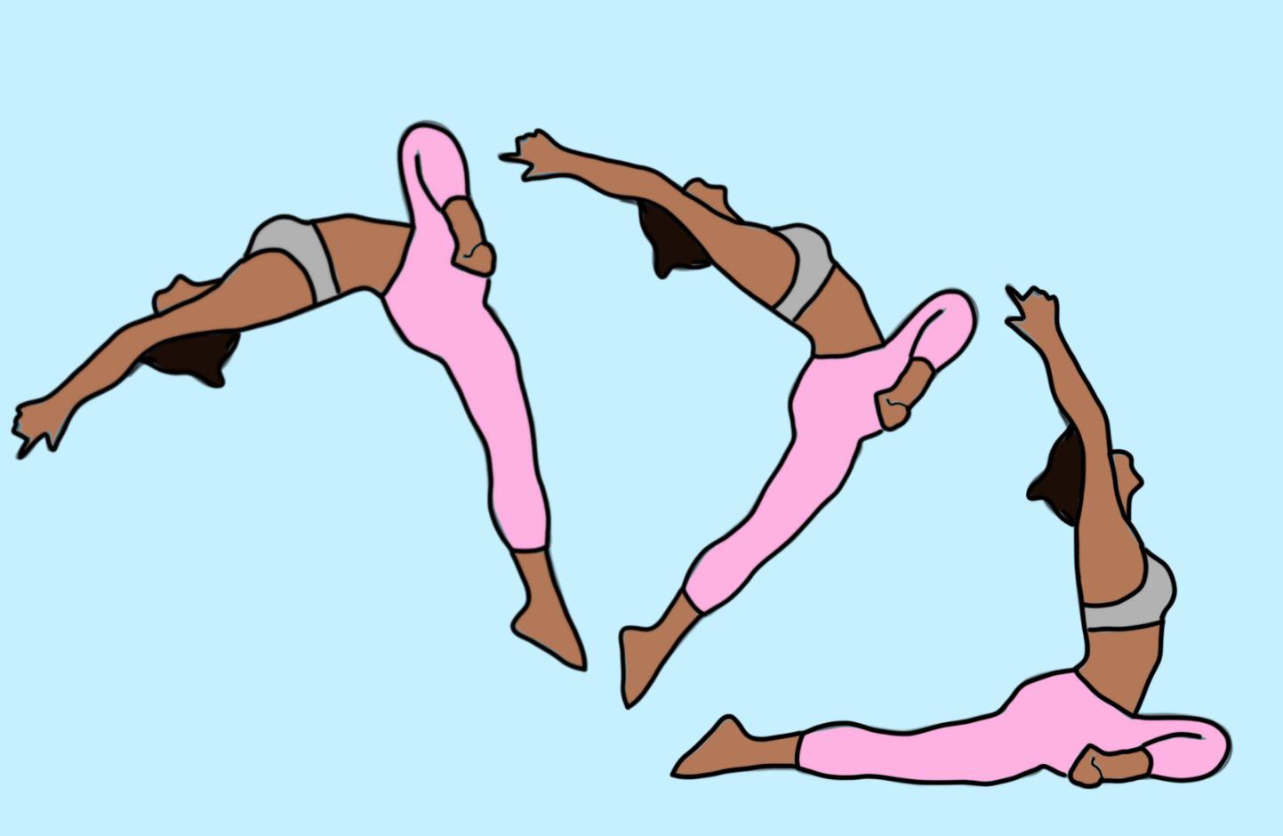 How to calm anxiety with yoga: Yes Gurl illustration of a girl doing yin yoga