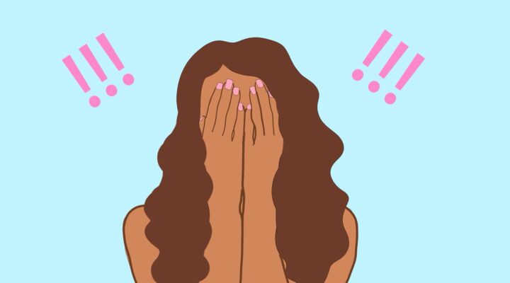 Yes Gurl illustration of a girl with face in palms feeling stress