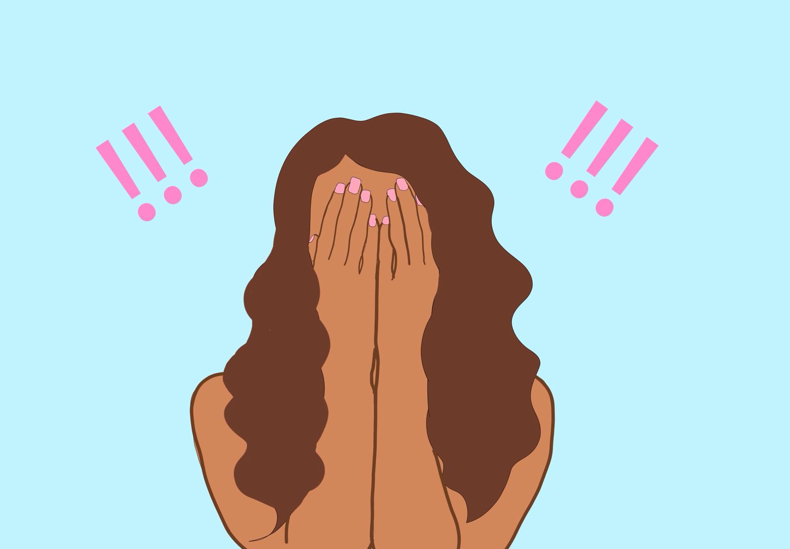 Yes Gurl illustration of a girl with face in palms feeling stress