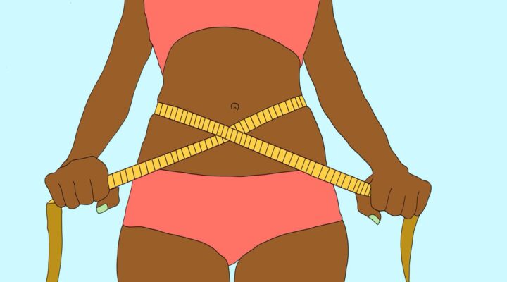 Intermittent fasting: Yes Gurl illustration of a woman measuring her waist with a measuring tape