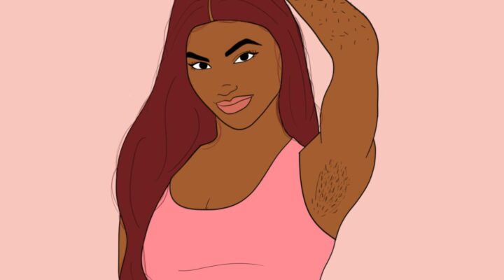 Women and body hair: A girl with hairy arms and armpits
