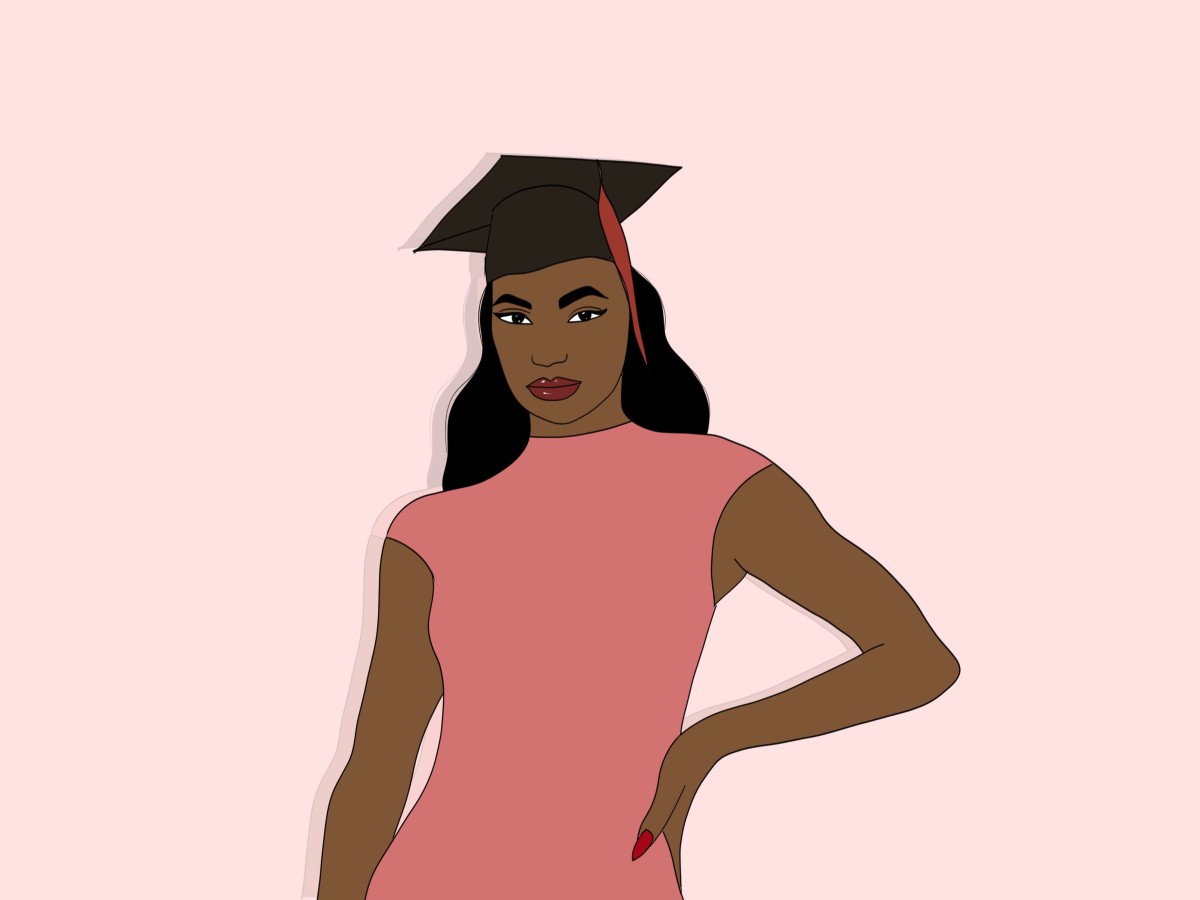 Preparation for graduation, a girl in a graduation cap