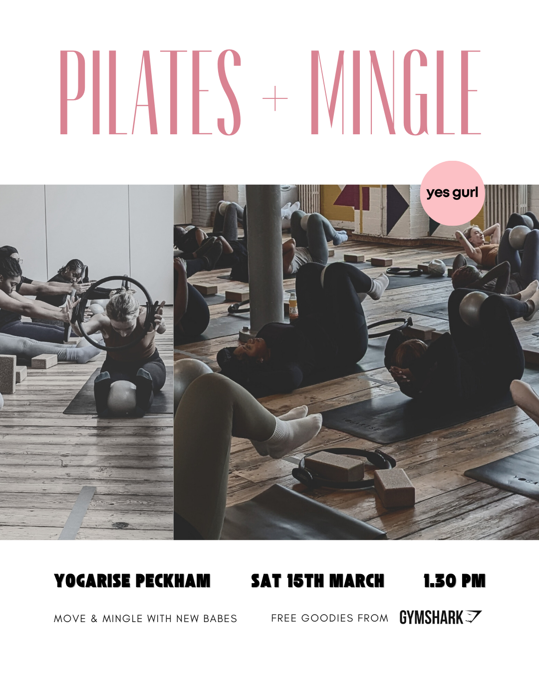 Pilates & Mingle invite